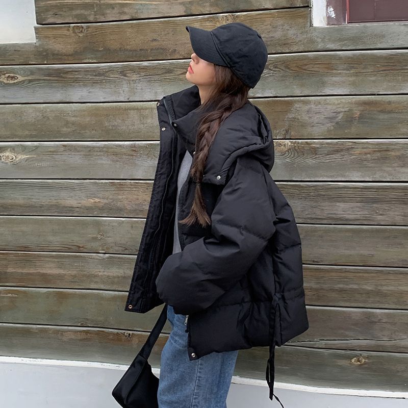 雪中飞爆款羽绒棉服女2023新款冬季韩系宽松加厚棉袄设计感棉衣连