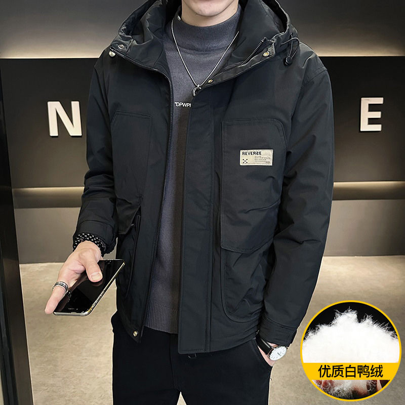 波司澄秋冬季新款加厚夹克男士潮流冲锋衣外套休闲时尚工装连帽羽