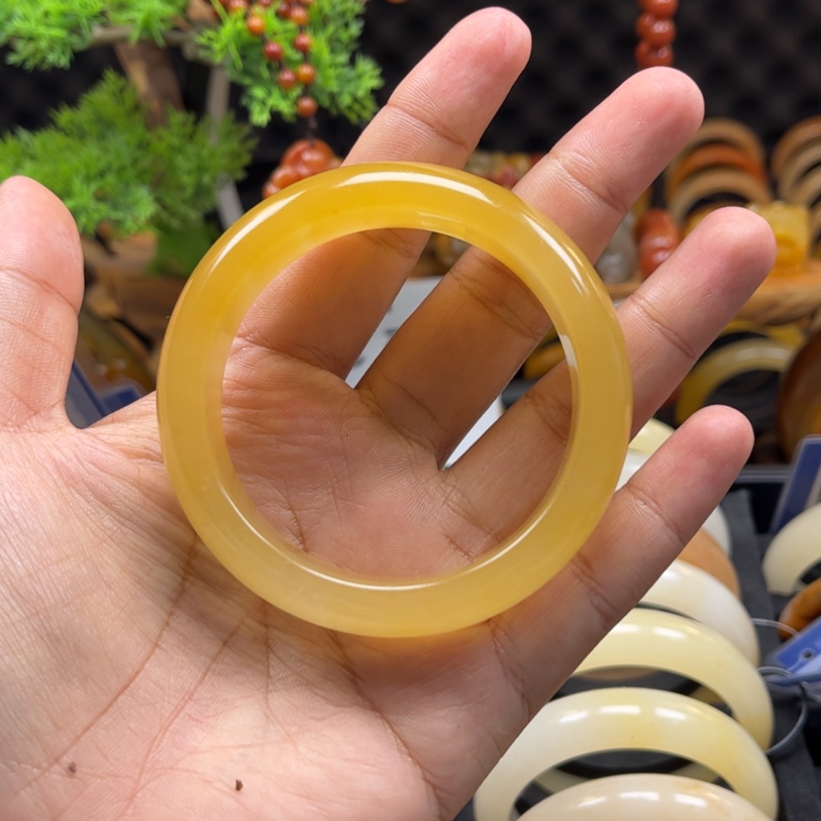 【闪购商品】石英质玉（黄龙玉）手镯未镶嵌W****?