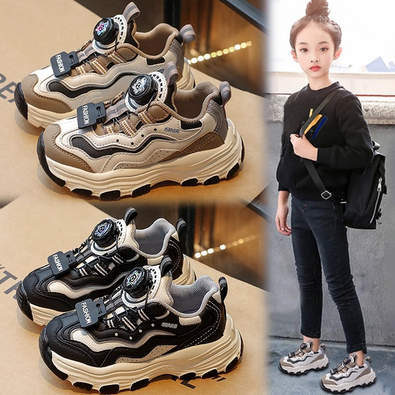 回力瑞二棉鞋男童鞋子儿童秋冬新款男童运动老爹鞋女孩旋转钮扣鞋