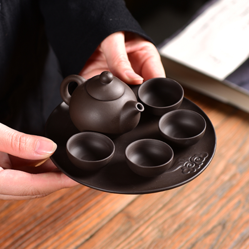 茶宠摆件精品可养迷你袖珍指尖壶紫砂茶壶一壶四杯茶玩小孩子泡艺