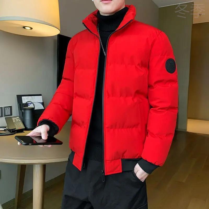 冬季新款羽绒棉服男短款加厚立领韩版修身百搭青年加厚棉袄外