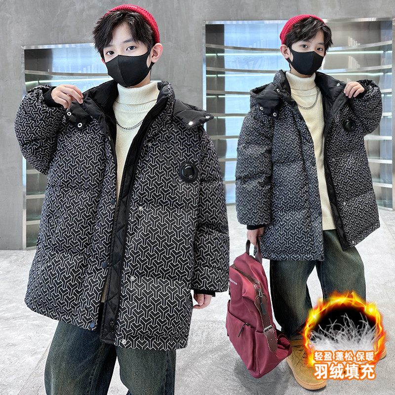 加厚儿童羽绒服冬装2023新款男孩大童棉服男童白鸭绒保暖外套童装
