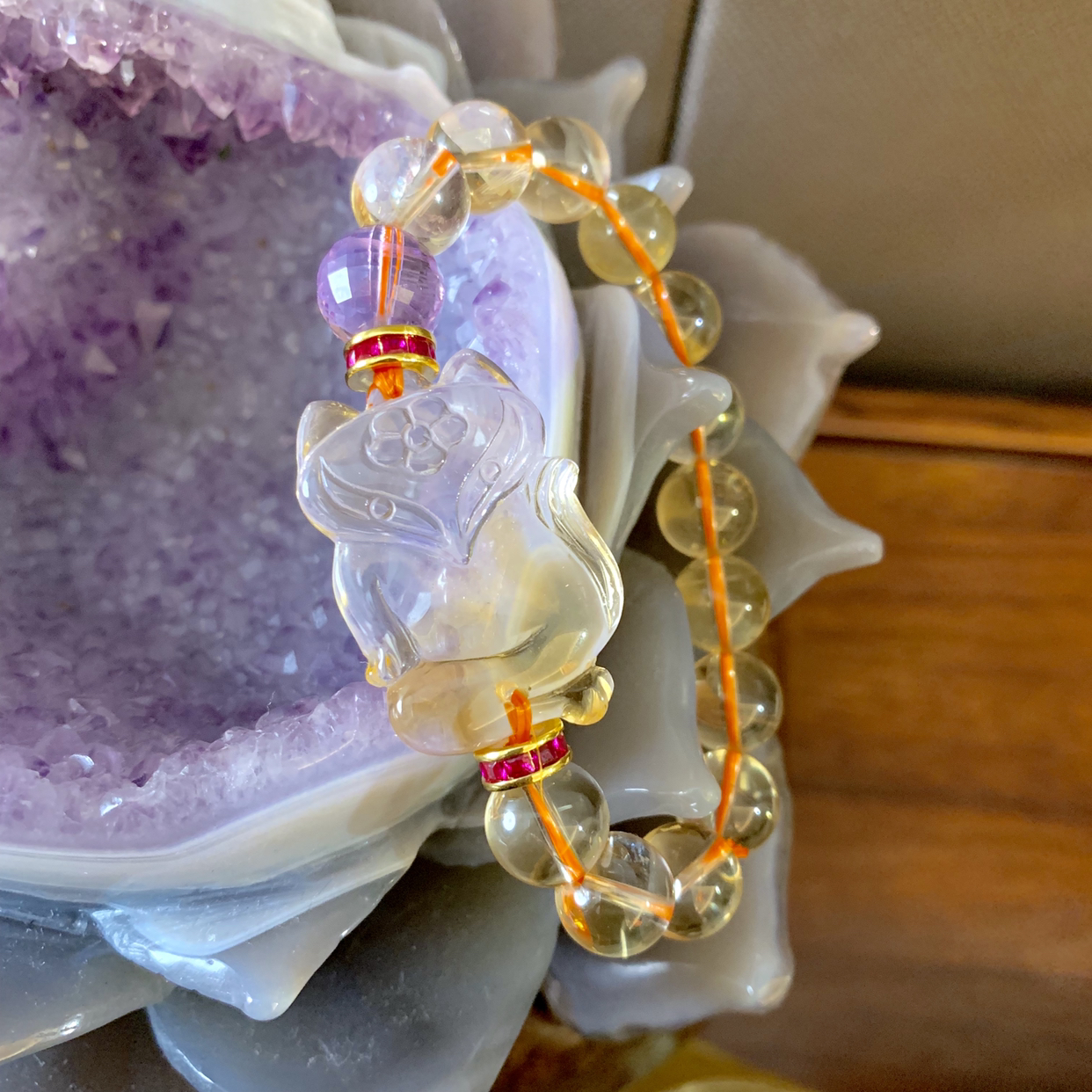 【福狐珠宝】金黄晶拜拜狐定制款手串多样性发一FH221520