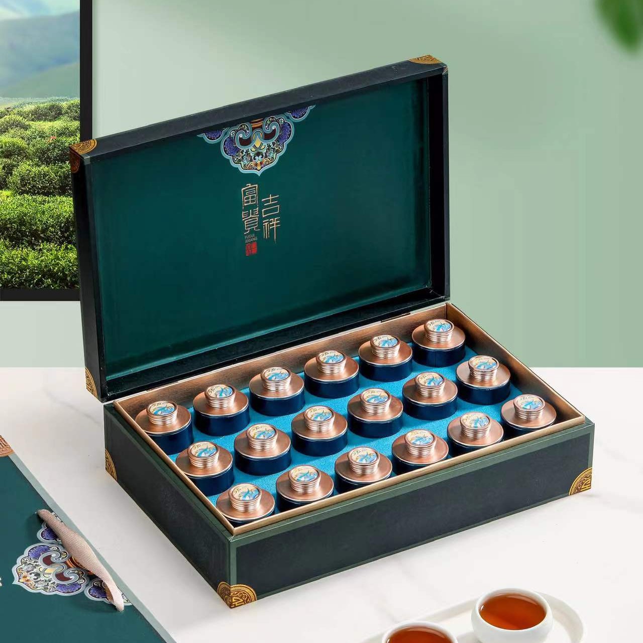 富贵吉祥 浓香型茉莉花茶 18罐250g精美小罐礼盒装