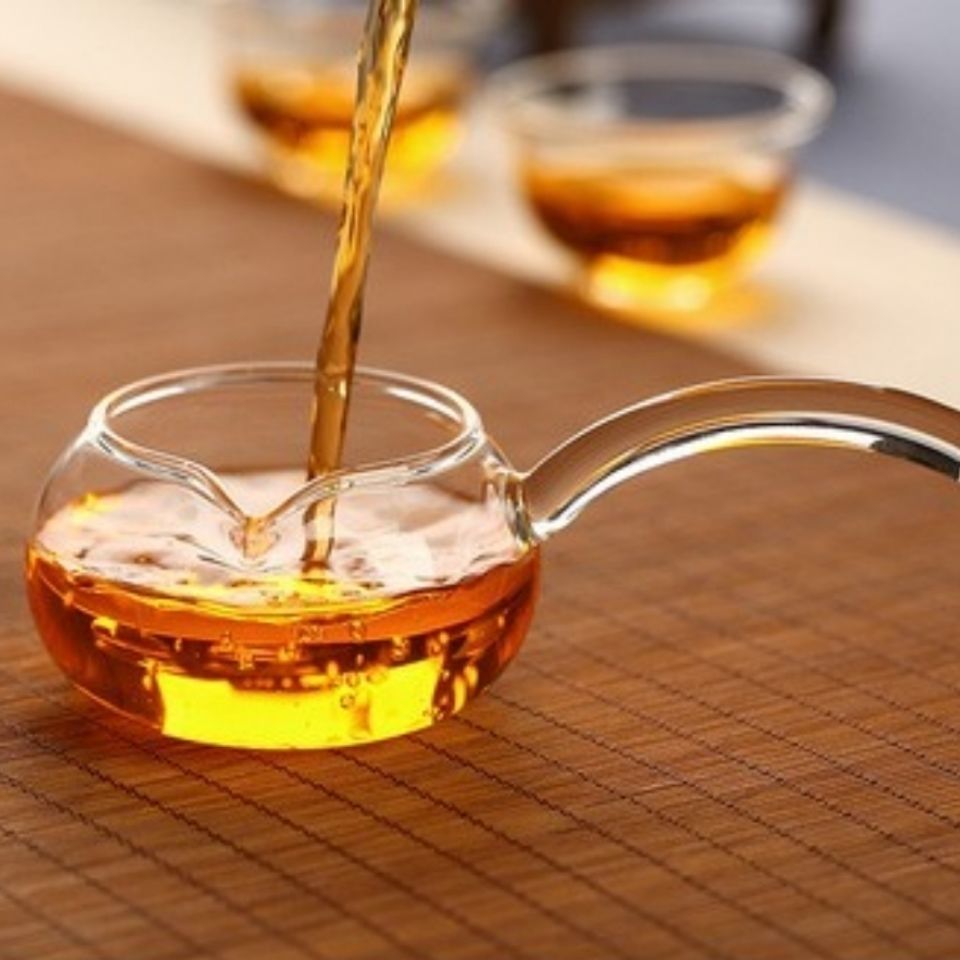 新款手工耐热玻璃长把手柄茶海公道杯分茶器功夫茶具透明特价