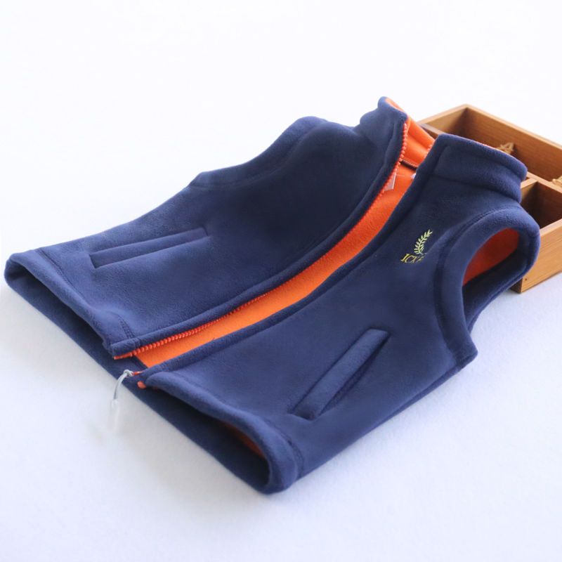 巴拉拉吧儿童摇粒绒马甲男童加绒保暖坎肩女童春秋季外穿