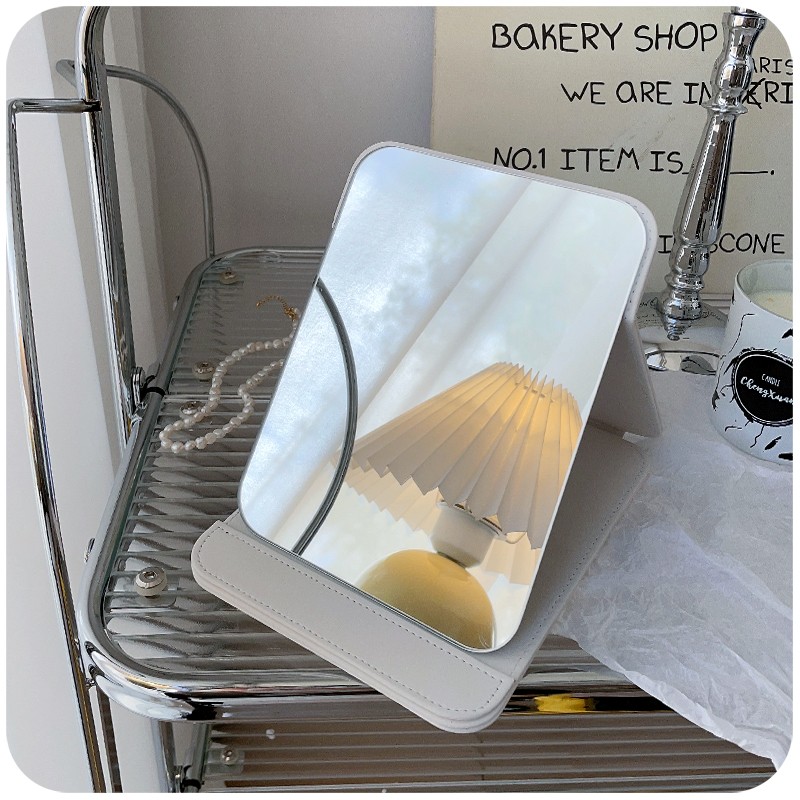 网红小镜子ins台式化妆镜女学生宿舍桌面折叠便携可爱大号梳妆镜