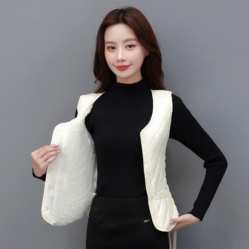羽绒衣2023新款秋冬羽绒棉马甲女轻薄保暖背心短款v领坎肩修身贴