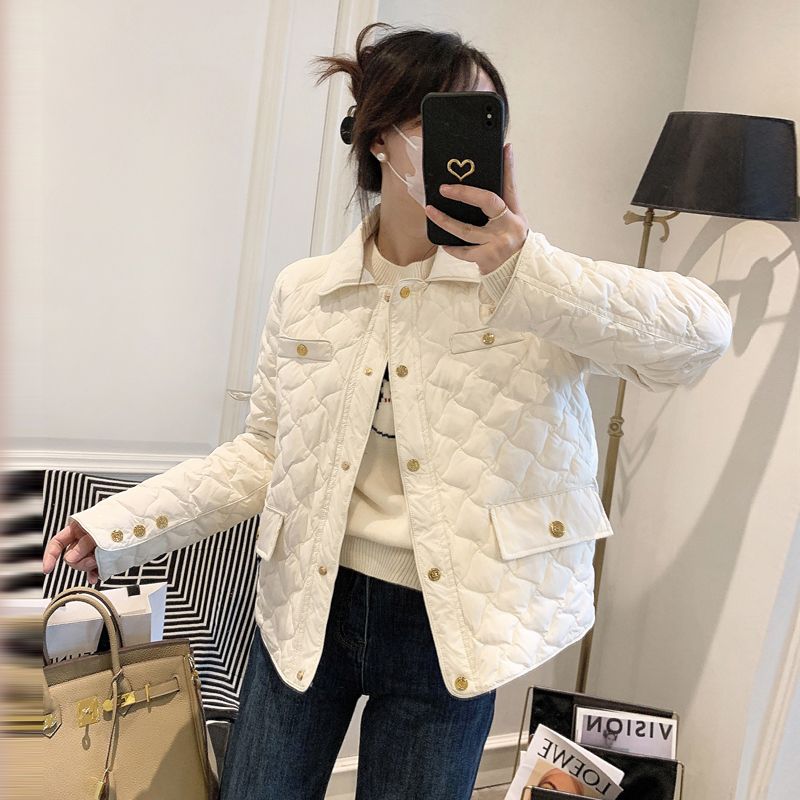 羽绒衣小香风羽绒棉服女短款2023年新款小个子棉衣菱格韩系羽绒服