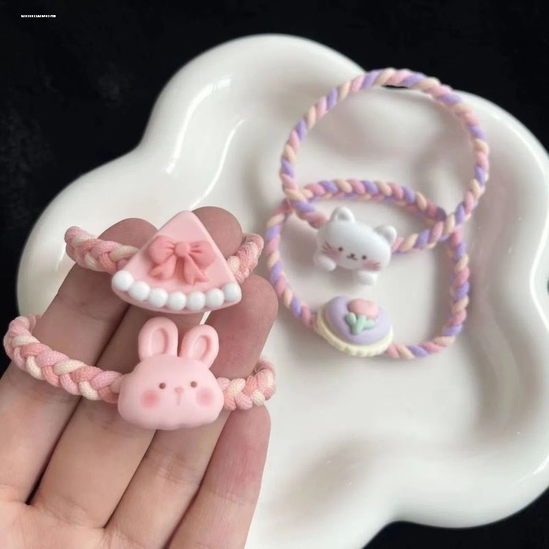马尾网红甜美橡皮筋闺蜜卡通编织发绳彩色简约猫咪韩系头饰清
