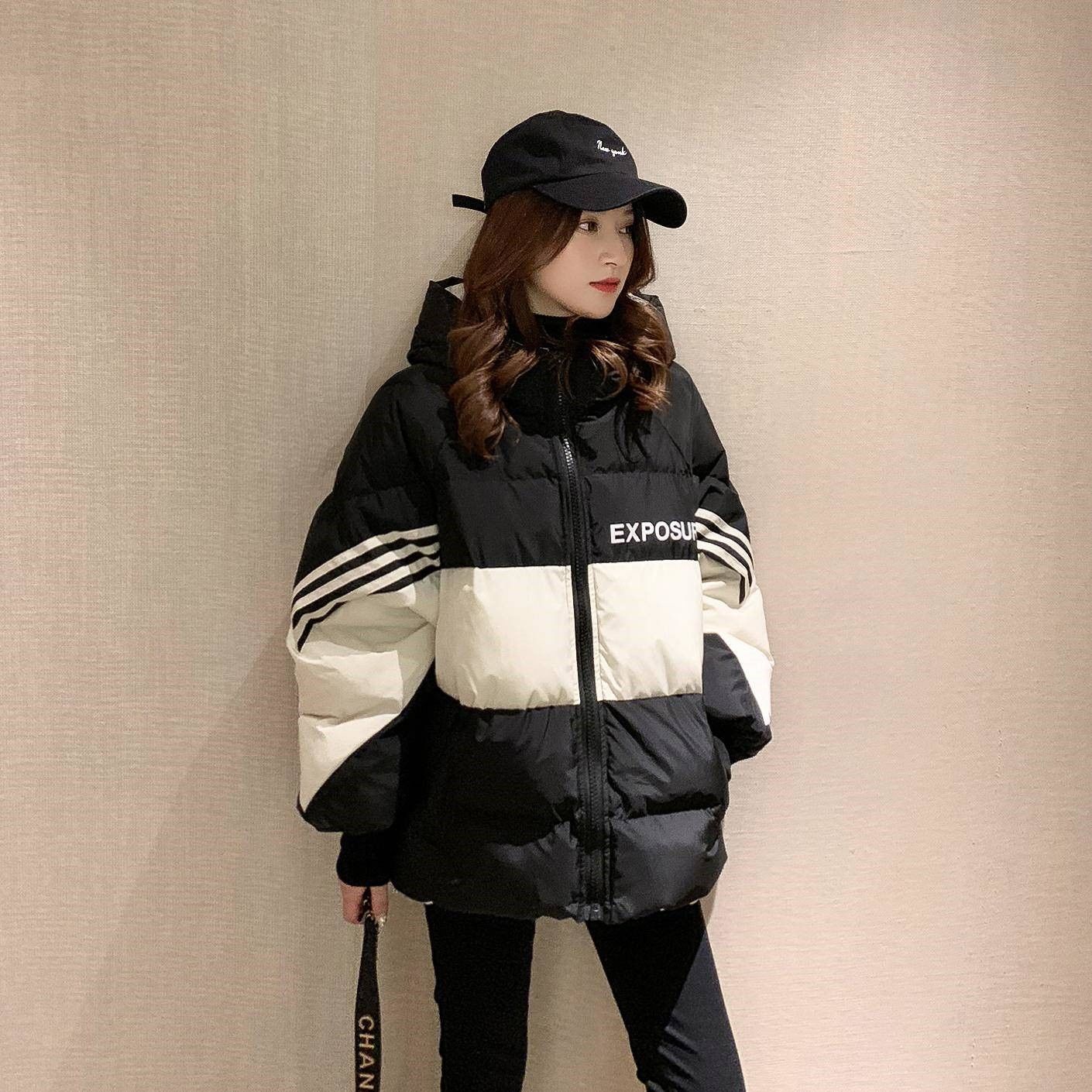 鸭鸭波司橙羽绒服女新款韩版宽松女短款减龄面包服袄女潮冬
