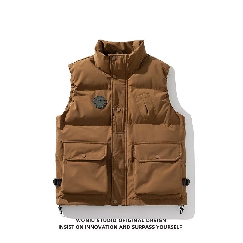 新款工装马甲棉服男秋冬季潮牌新款保暖复古山系坎肩无袖棉衣棉马