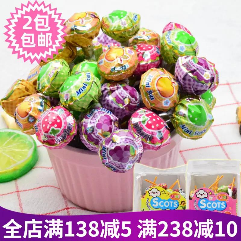 泰国进口 迷你多种水果/杂锦味棒棒糖创意儿童糖果休闲零食40支