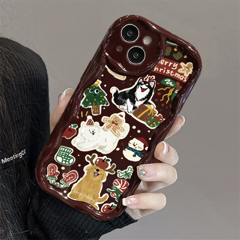 小狗奶油纹适用于苹果iPhone/华为/荣耀手机壳卡通女
