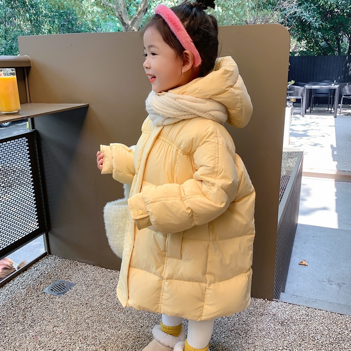 女童棉服2023秋冬装新款儿童白鸭绒男女宝宝加厚外套长款