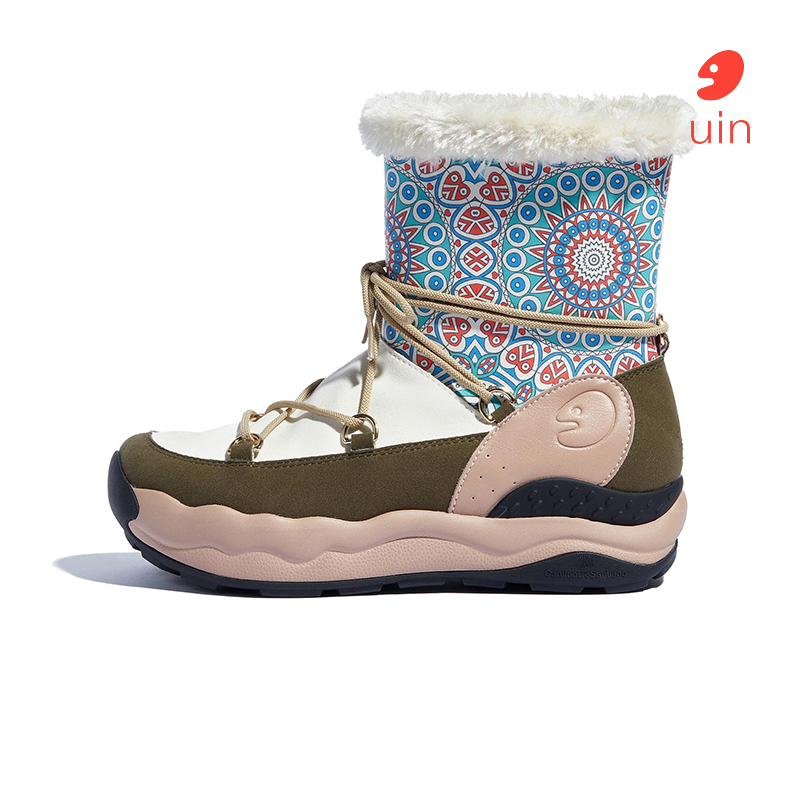 uin彩绘旅行鞋圣地亚哥5图腾之花厚底户外民族风中筒靴雪地靴