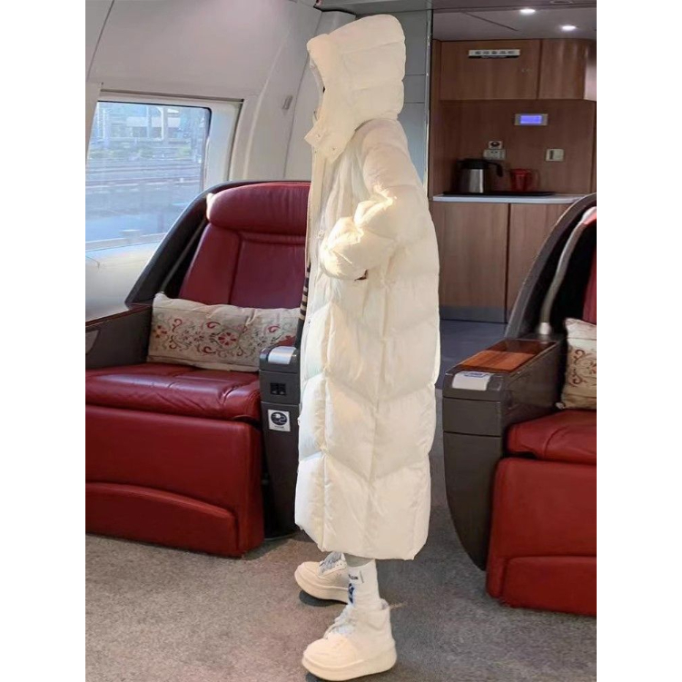 羽绒服波司澄白色过膝长款羽绒棉服女2023冬装时尚设计师羽绒棉服