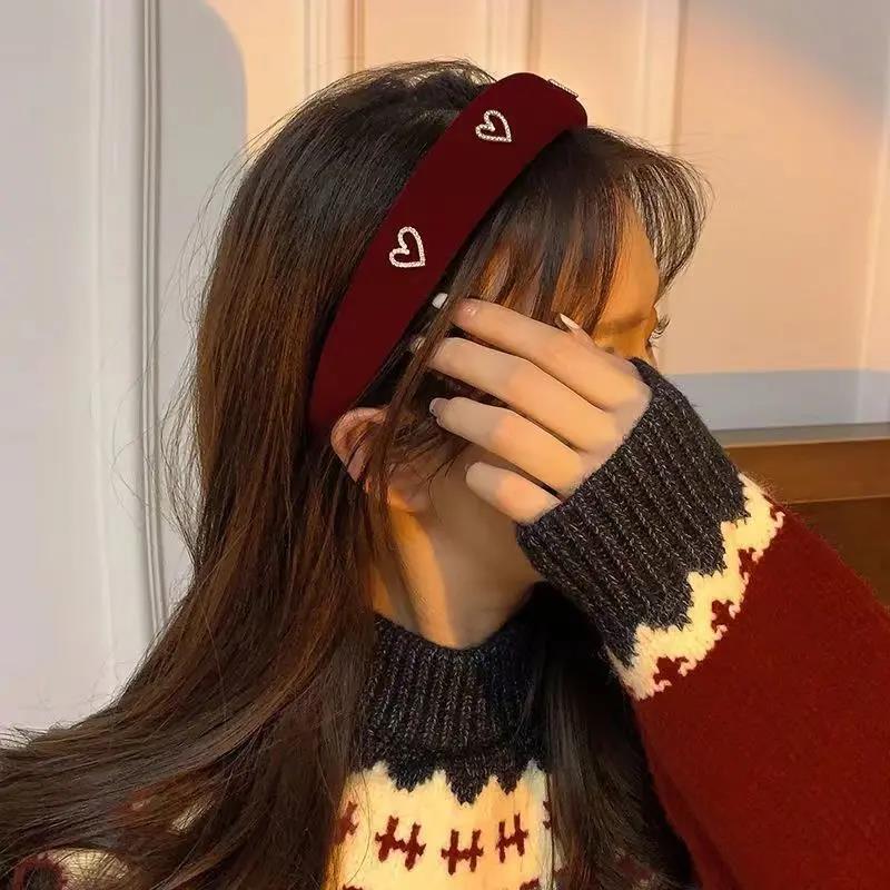 双色宽边丝绒爱心发箍女2023年网红新款高颅顶发饰高级感秋冬头箍