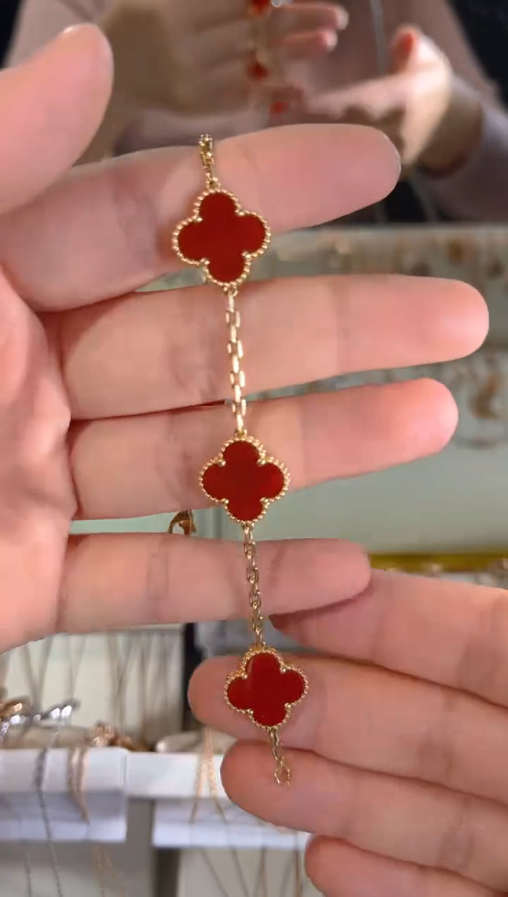 【闪购商品】玛瑙/玉髓手链18K金镶嵌手链k黄