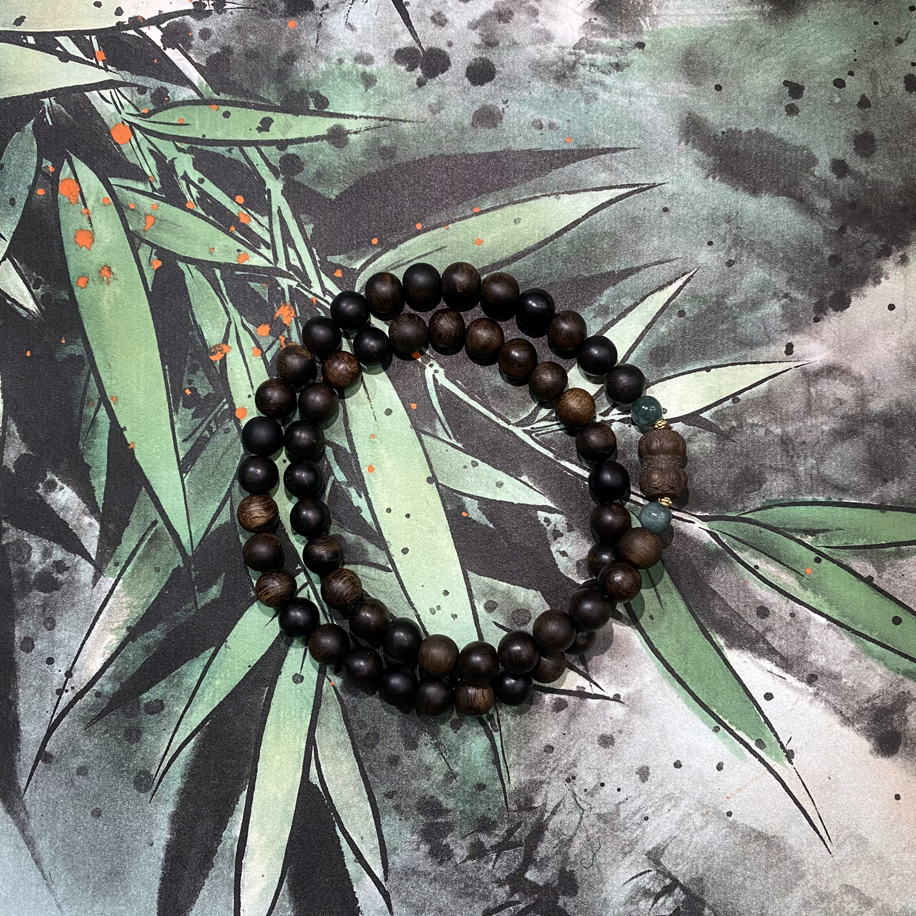 宝润·芽庄紫棋楠帝王留疤料0.8圆双圈《并蒂莲》