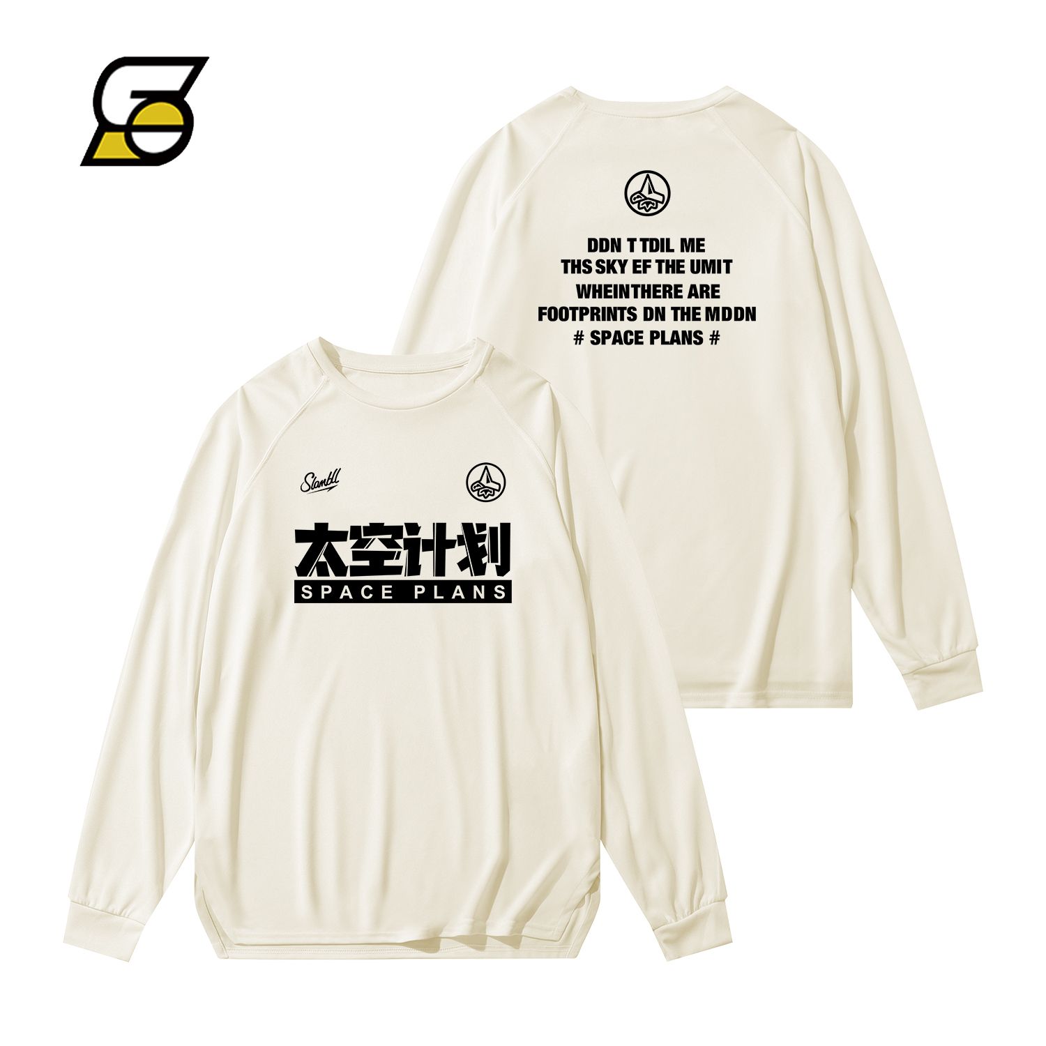 SLAMBLL 太空计划联名训练T恤男打底长袖速干宽松运动篮球服开叉