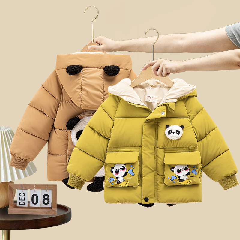 男童棉衣新款2023洋气女童韩版加绒加厚儿童棉服冬季宝宝外穿棉袄