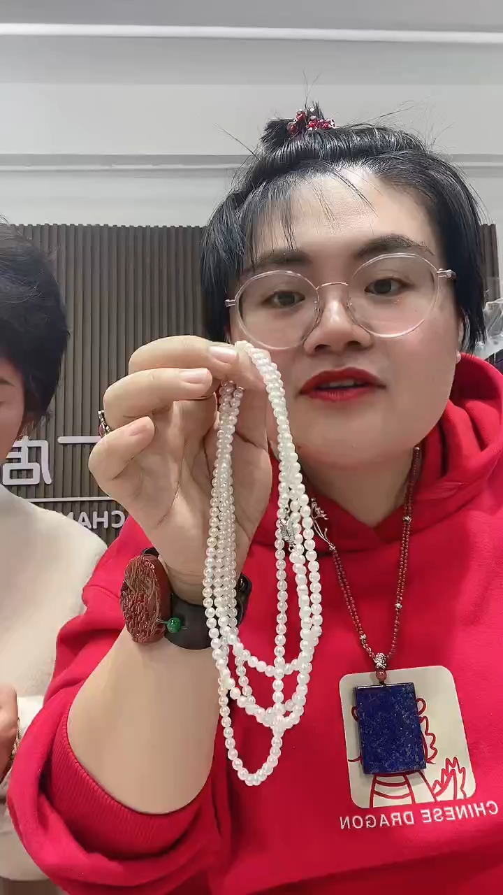 【闪购商品】玛瑙/玉髓发饰合金18016白色贝珠链