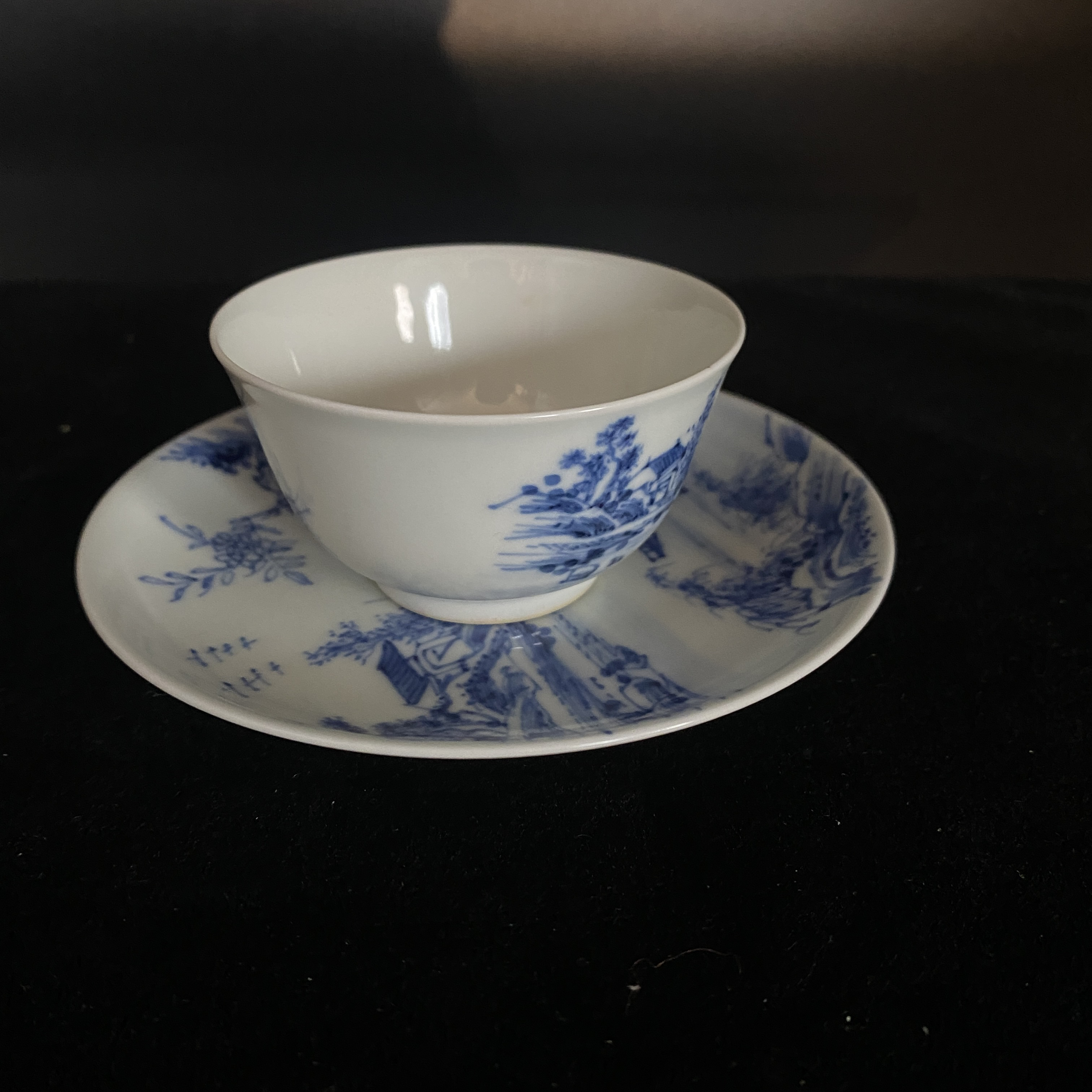 清代山水画小杯碟