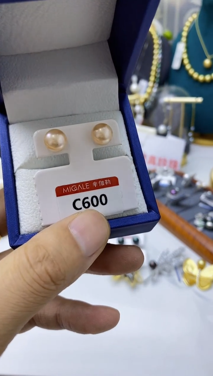 【闪购商品】淡水珍珠PH银S925镶嵌珍珠厚圆耳钉 @@C600