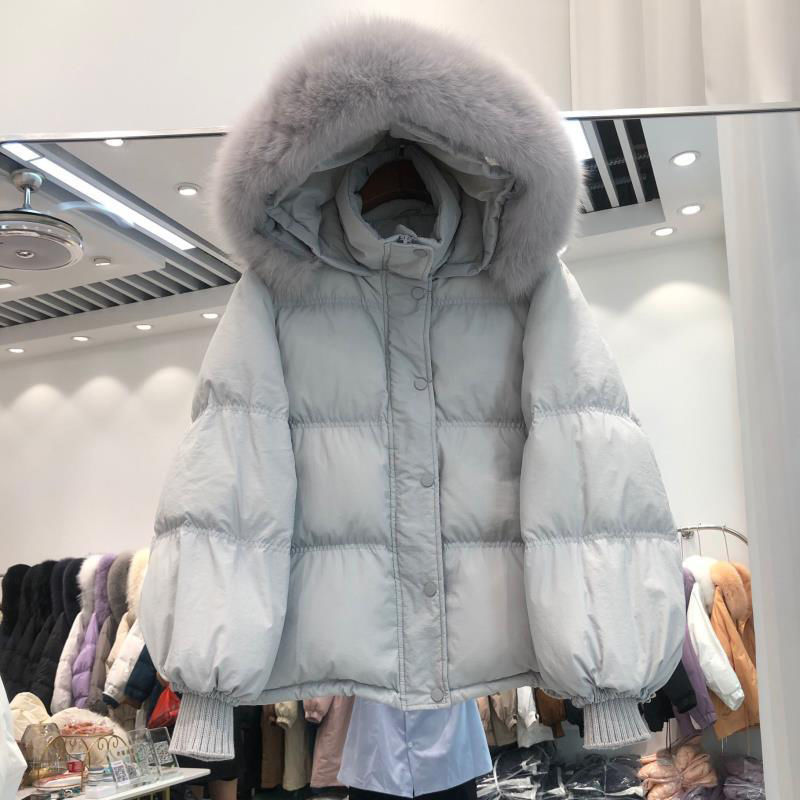 冬季短款羽绒（棉）服女冬小个子加厚保暖白色大毛领外套洋气学