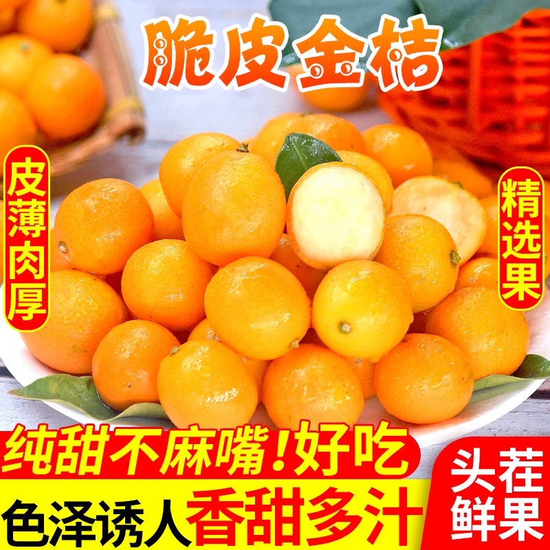 脆皮小金桔1-9斤新鲜水果脆甜滑皮冰糖金桔应当季橘子整箱包邮