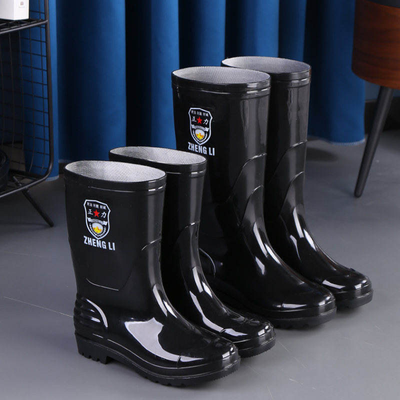 正力男士劳保鞋雨鞋雨靴防水冬季防滑加厚绒套耐酸碱特高水鞋耐磨
