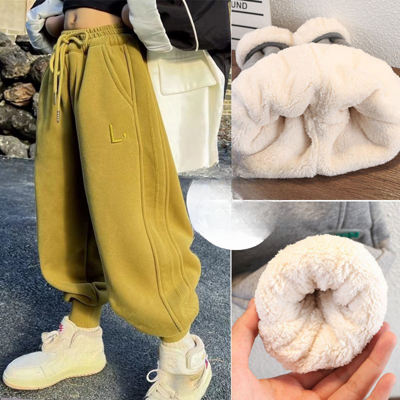 童裤子冬季加绒2023新款卫裤男童儿童休闲裤洋气外穿宽松加厚保暖