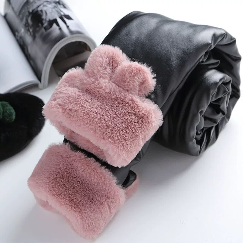 米乐熊童装女宝宝裤加厚冬季加绒外穿打底裤女童皮裤防风防水三层