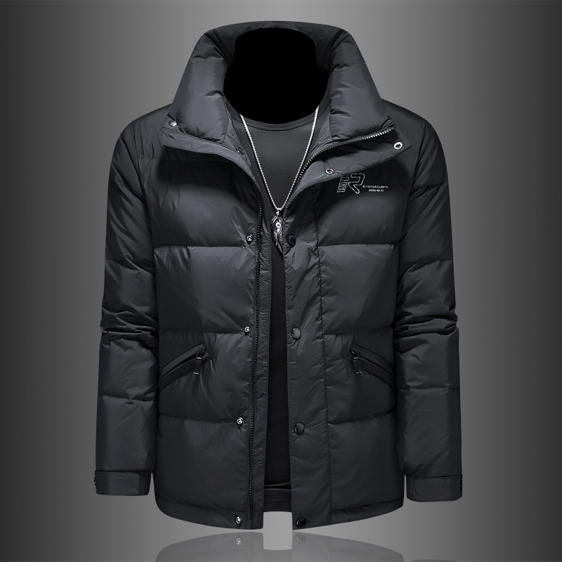 欧货男士高端羽绒服2023冬季新款立领短款加厚保暖潮流冬装外套男