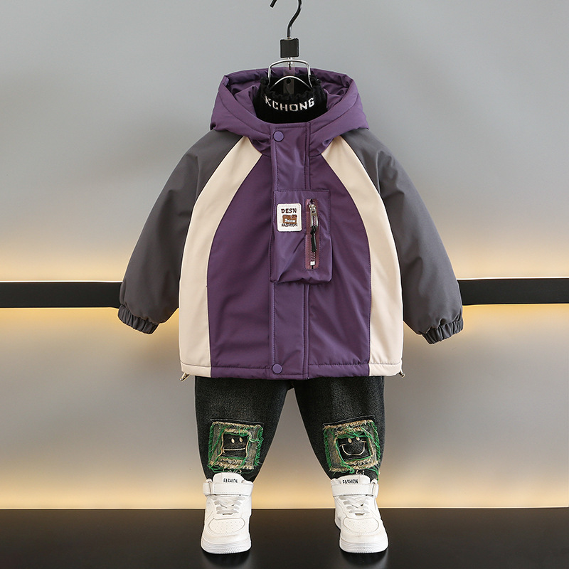 现货男童冬款外套男孩小儿童洋气男宝宝加绒加厚冲锋风衣潮保暖派