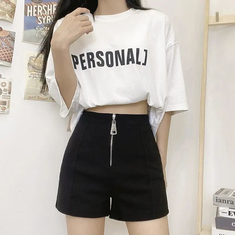 大码胖MM黑色短裤女夏甜辣裤子显瘦百搭A字高腰热裤小个子休闲裤