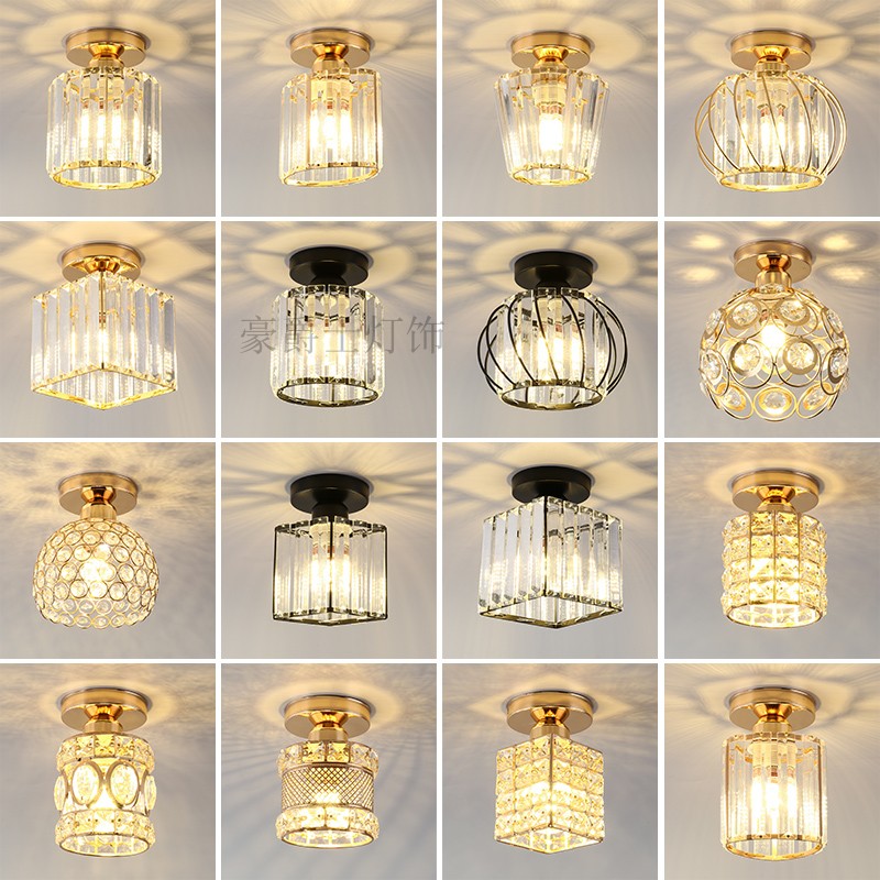 北欧吸顶过道灯走廊玄关简约阳台灯现代创意入户轻奢网红水晶灯具