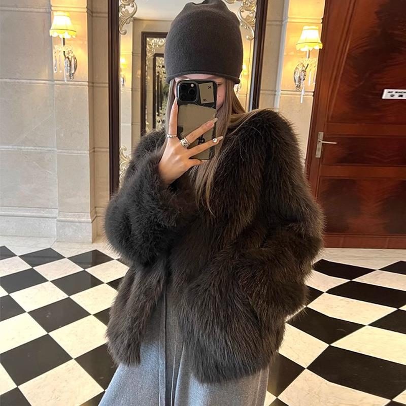 2023冬季新款仿狐狸毛外套女年轻款托卡毛毛高级感大衣显瘦