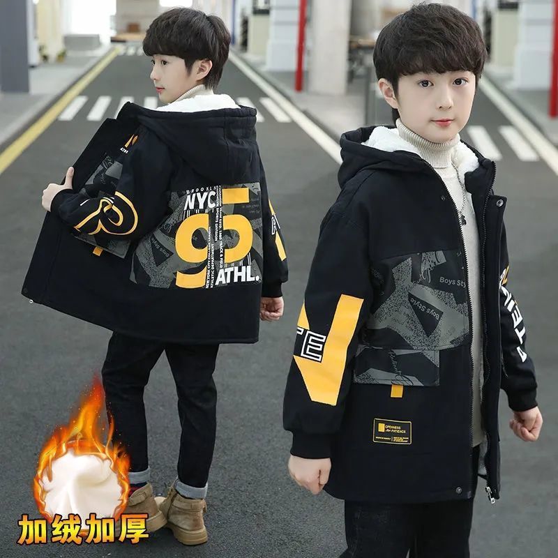 BLBLA男童冬装加绒外套中大童加厚棉服2024新款派克服秋冬款棉衣