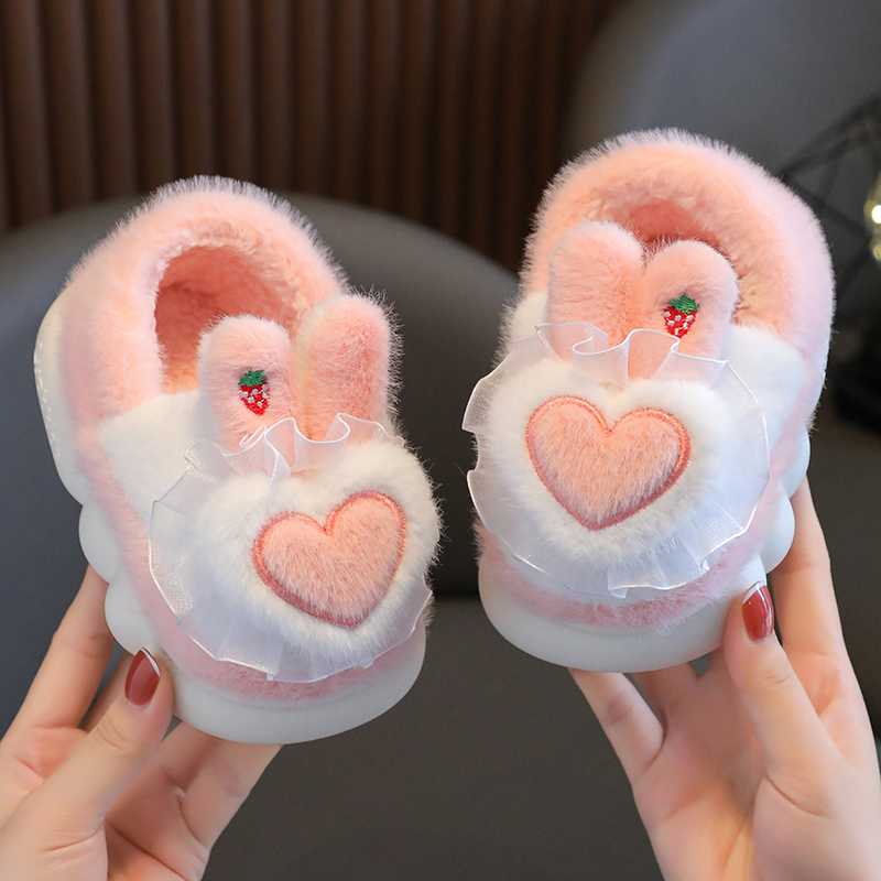 回力潮品儿童棉拖鞋女童室内居家毛毛鞋冬季女孩卡通宝宝棉鞋外穿