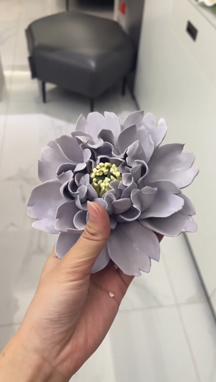 【闪购商品】陶瓷摆件15cm紫牡丹微瑕