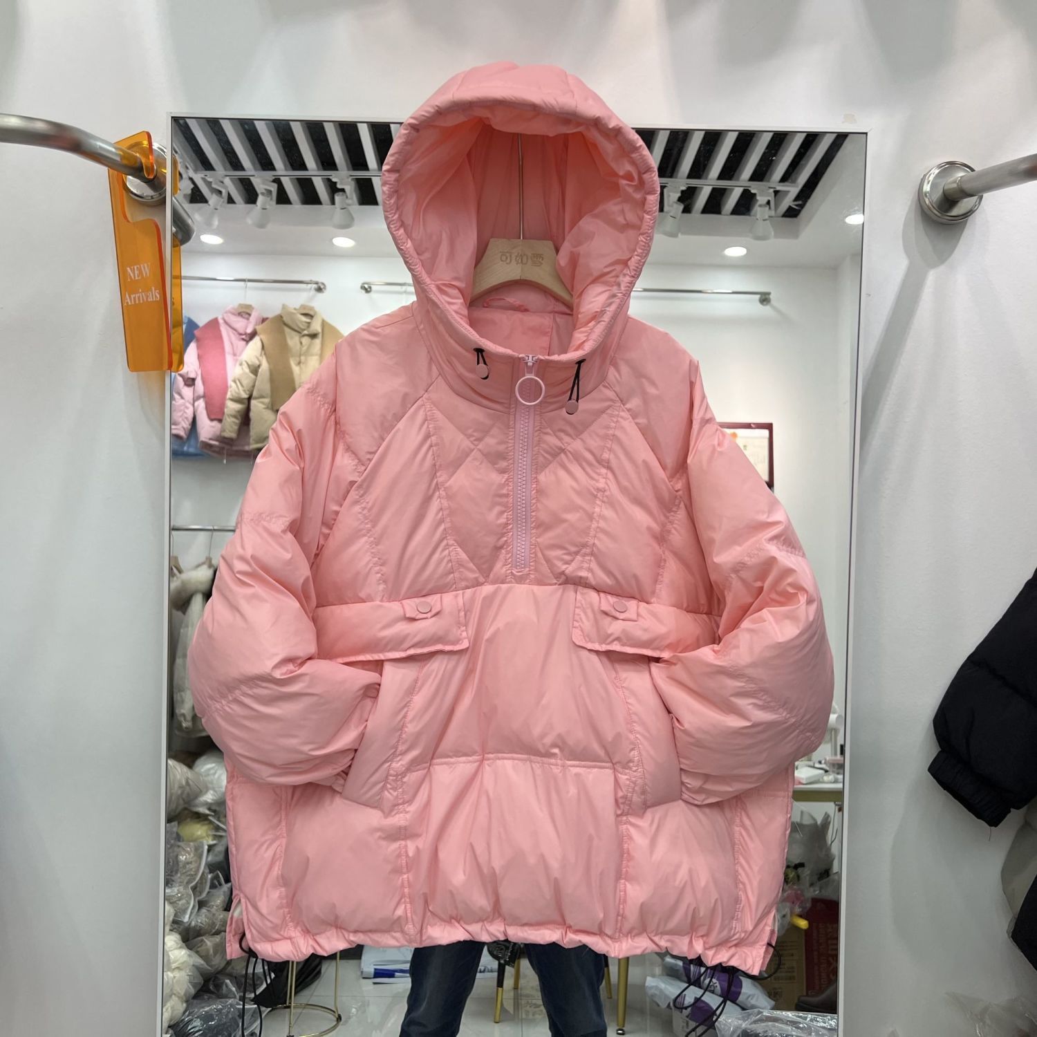 羽绒棉衣棉服2023冬季新款韩版连帽卫衣套头宽松时尚小个子外套