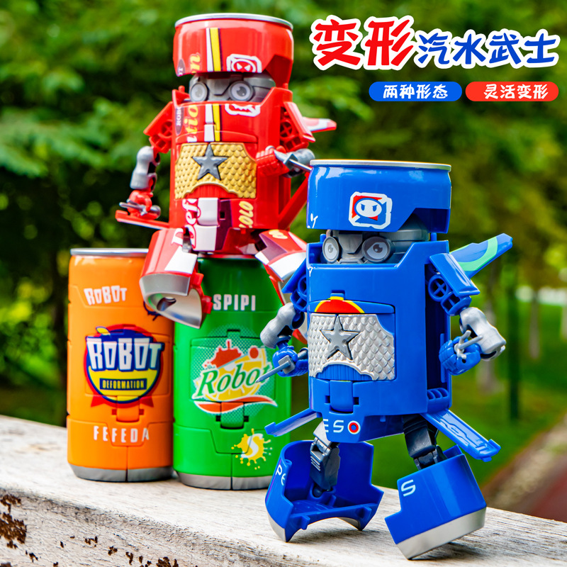 易拉罐变形机器人汽水武士创意趣味玩具网红模型手办男孩生日礼物