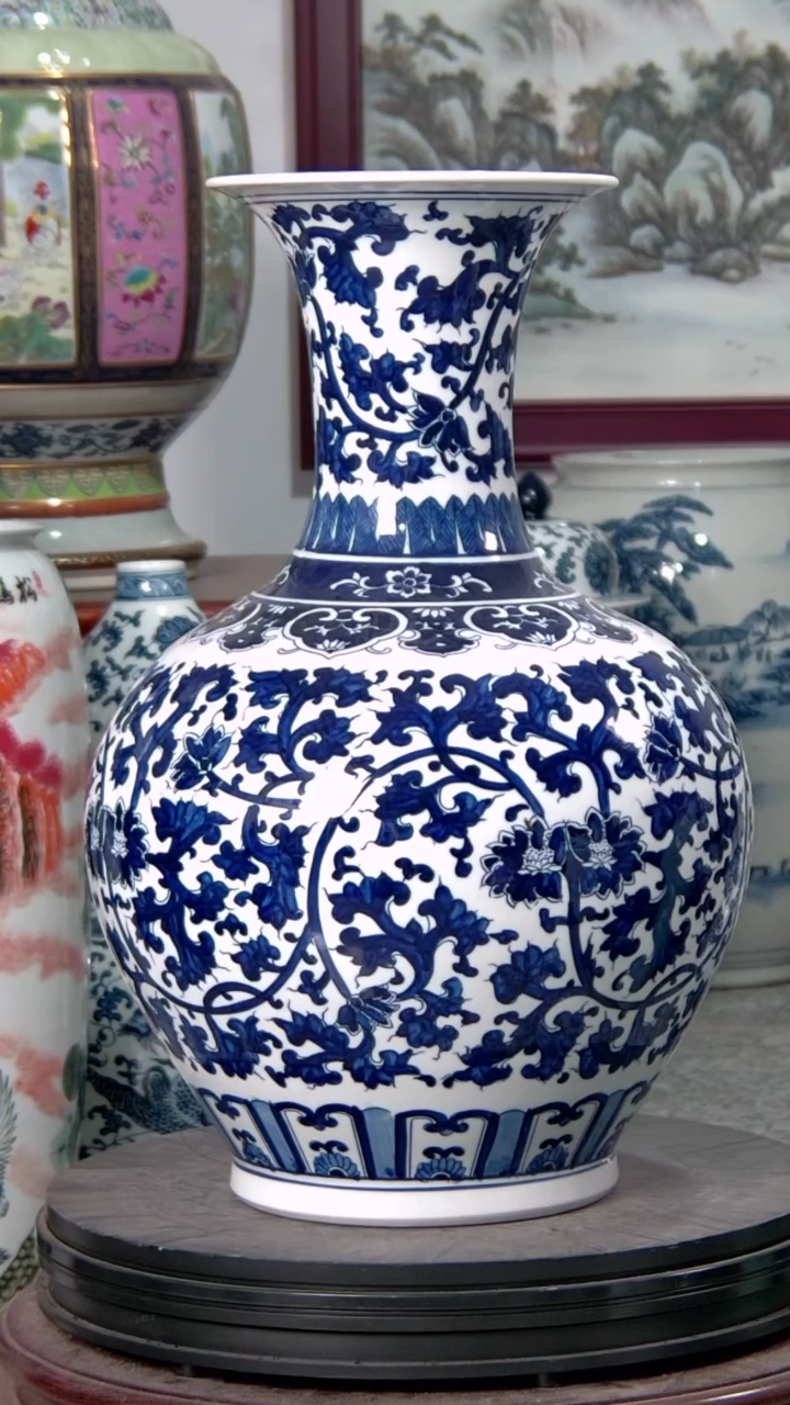 【闪购商品】陶瓷摆件富贵连纹赏瓶高58左右2个
