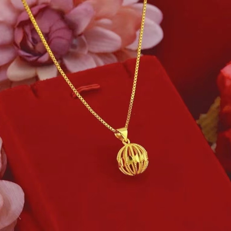 项链 绣球项链时尚百搭精美轻奢气质简约女款素款金色项链