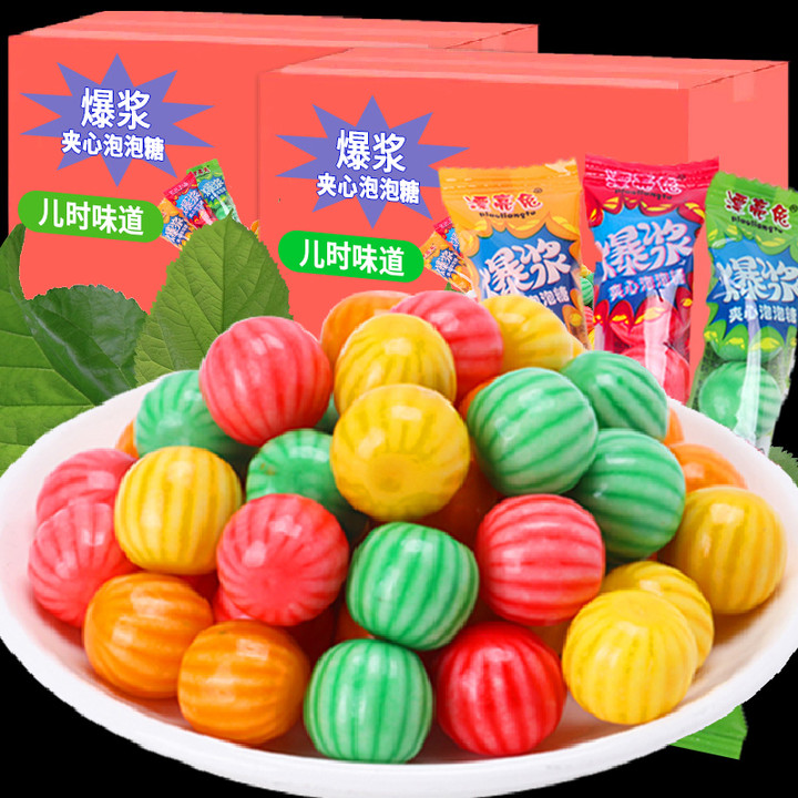 漂亮兔西瓜泡泡糖水果味口香糖8090怀旧小零食儿时好吃的糖果软糖