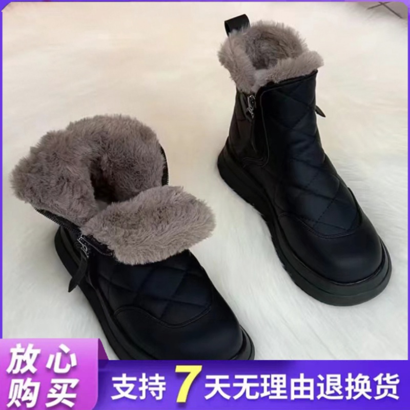 雪地靴女2024冬季新款加绒抗寒保暖低帮加绒保暖软底防滑平底短靴