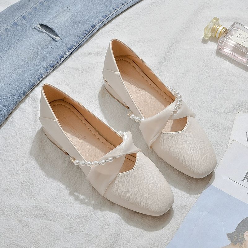 玛丽珍女鞋2023新款夏季中跟配裙法式粗跟单鞋女软底不累脚豆豆鞋